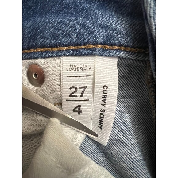 Loft Women's Curvy Skinny Jeans Boho Painted Floral Distressed Size 27 / 4 - Picture 6 of 10